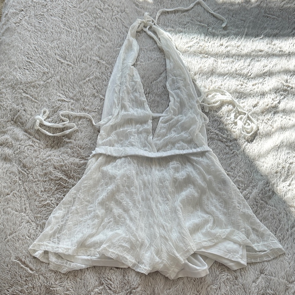 Elegant White Halter Dress